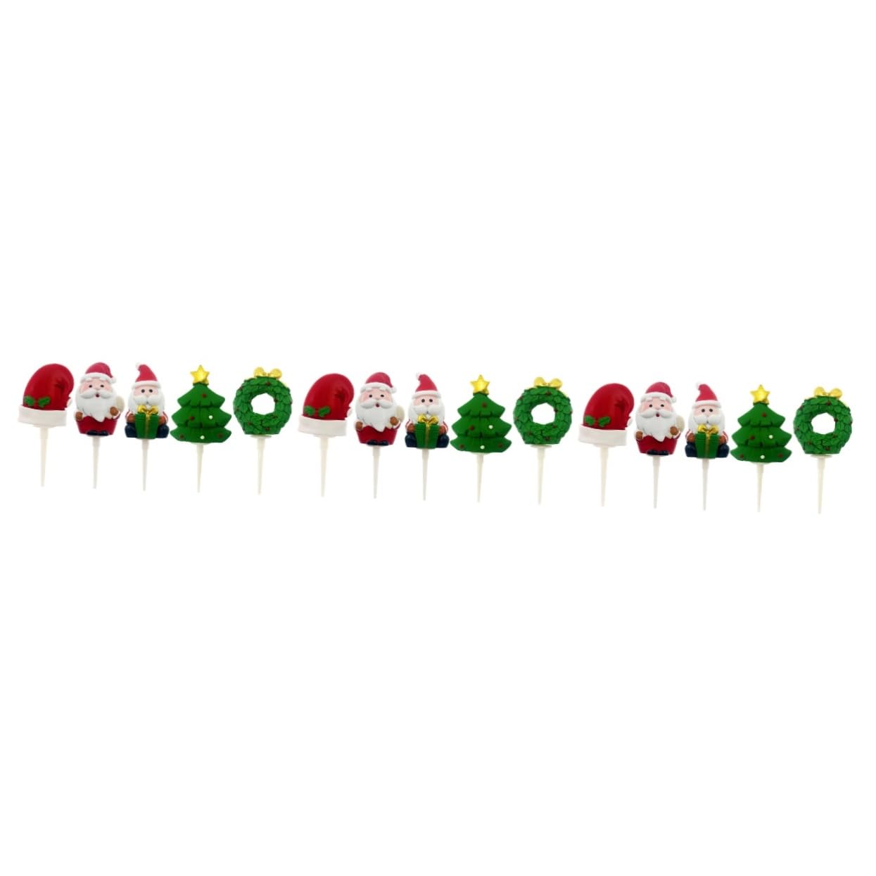 Cabilock 15 Pz Decorazione Per Torte in Resina Decorazioni Per Cupcake Albero Di Natale Decorazione Della Torta Del Fumetto Plettro Di Cupcake Natalizio Babbo Natale Mini Stuzzicadenti 3d