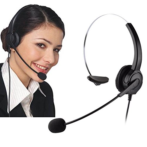 Callany - Auricular monoaural para teléfono, nueva versión Centro de llamadas, teclado con cable, con teclado con tecla de tono de llamada y remarcado de números