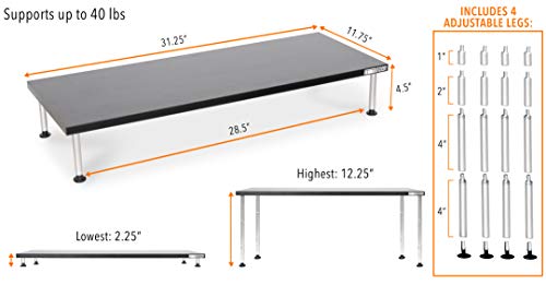 Stand Steady Titan Monitor Stand | Large Height Adjustable Monitor Riser Supports 2 Monitors | Monitor Shelf Keeps Screens At Eye Level To Relieve Neck Pain | Great For Home & Office! (31 X 12) #TOP4