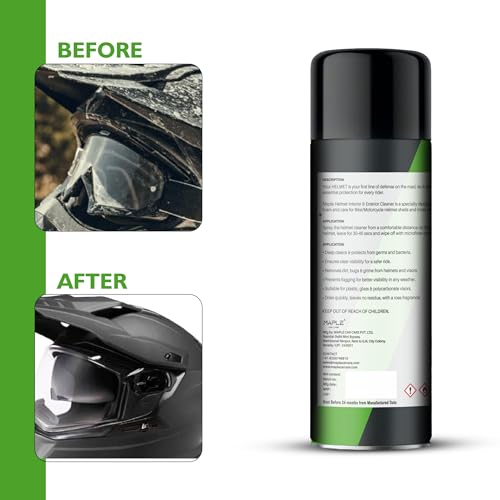 Image of Maple Helmet Cleaner Spray 100ml | Foam Based Helmet Cleaning & Deodorizer | Removes Sweat, Odor & Germs | Safe for Helmet Inner Padding & Visor | Helmet Interior Cleaner | Bike Helmet Cleaning Spray