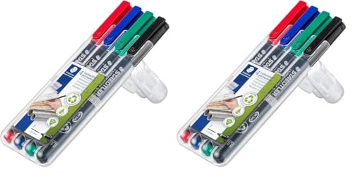 STAEDTLER 318 WP4 Lumocolor Permanent Pen, Fine Line Width, 0.6mm - Assorted Colours (Pack of 8)