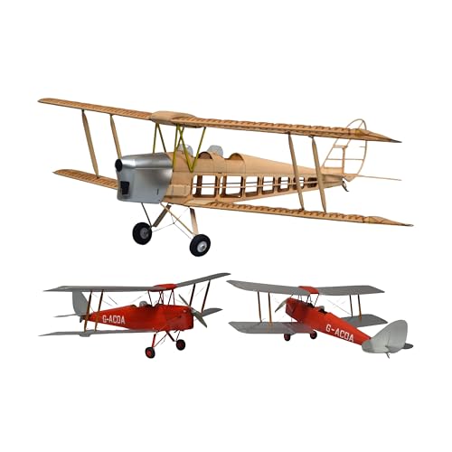 Maqueta de avión de madera cortada a láser DH.82 Tiger Moth de dos pisos y 750 mm de envergadura