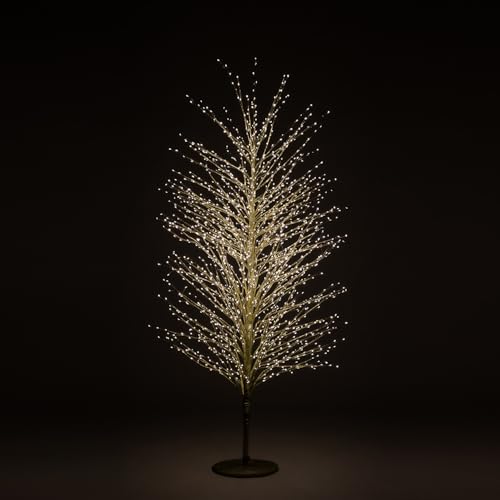 Albero Faggio con 1500 Mini Led Luce Calda Altezza 150 cm Tronco e Rami Colore Oro