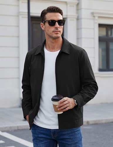 Image of TACVASEN Men's Lightweight Jackets Full Zip Laydown Collar Windbreaker Jacket Casual Golf Light Coat with Pockets