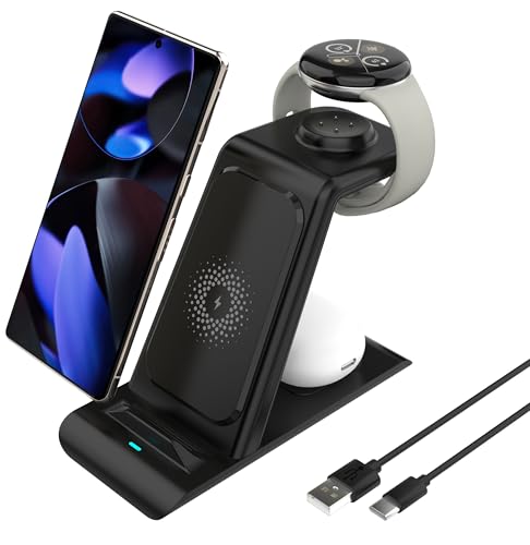 Station de charge Google Pixel 10 9 8 et Pixel Watch 3 pour bureau épuré