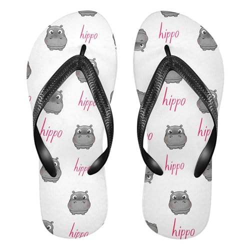 Burbuja Gray Hippos Flip Flops for Women Men, Soft Thong Sandals Rubber Slippers for Pool Beach Essentials