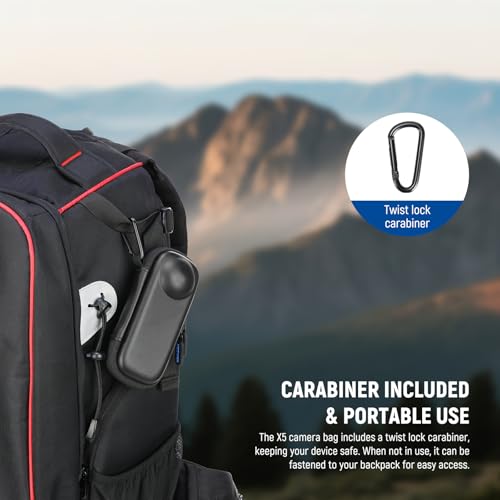Image of NEEWER BASICS Carrying Case Compatible with Insta 360 X5, Portable Small Travel Protector Hard Shell Protective Storage Bag with Carabiner, Action Camera Accessories Compatible with Insta360 X5, PB032