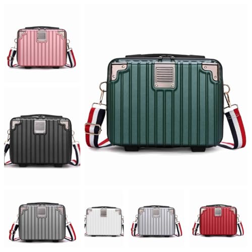 Zekono 14インチpp素材スーツケース化粧品ケースミニ旅行旅行ケース大容量 小型 機内持ち込み おしゃれで かわいくて 軽くて 短距離旅行に適しています (エメラルドグリーン)