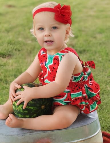Image of PrinceSasa Baby Girl's Floral Print Ruffles Romper Summer Clothes