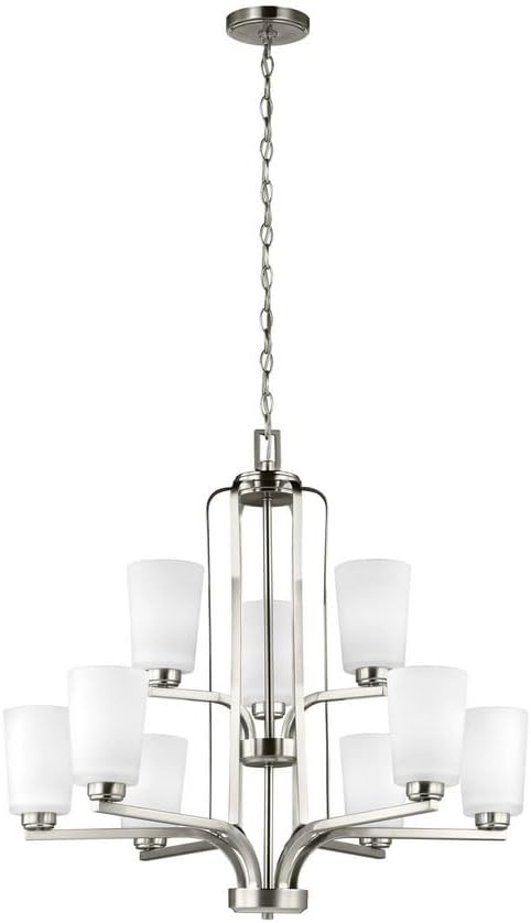 Sea Gull Lighting 3128909-962 Franport Nine Light Chandelier, Brushed Nickel Finish