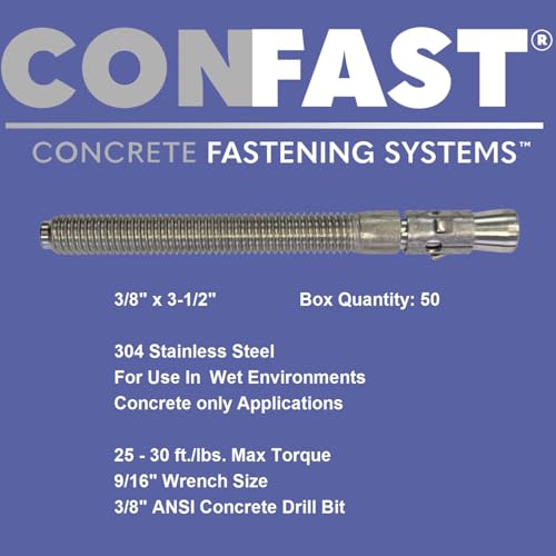 Image of CONFAST 3 /8 inch x 3-1 /2 inch Stainless Steel Wedge Anchor (50 per Box)