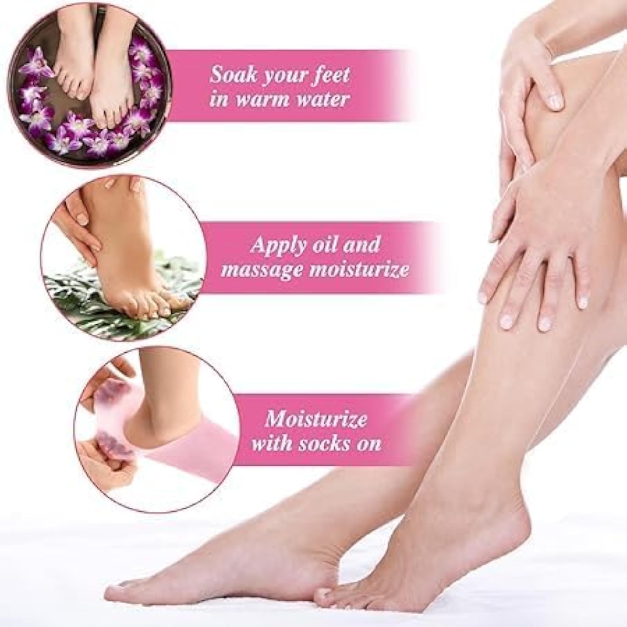 Silicone Gel Socks for Women, Moisturizing Foot Care