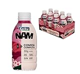 KAIKU ÑAM - Frutos Rojos Pack 8 x 500 ml, Sabor Afrutado, Bebida Lista para Tomar, 35 g de Proteína, 26 Vitaminas y Minerales, sin Azúcares Añadidos, sin Gluten, Bajo en Grasas, Comida Completa