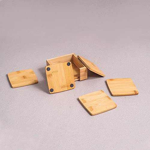 Oikos - Jogo de Porta Copos Quadrado de Bambu 6 Peças