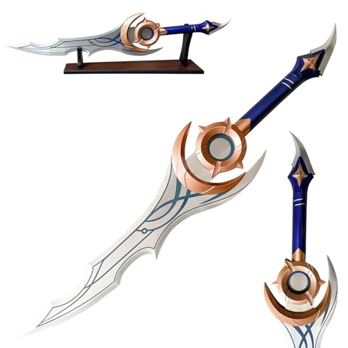COSWOR Anime All Metal Moonshadow Sword Sung Jingwoo with Display Stand for Cosplay, Collection-27.8 Inch White