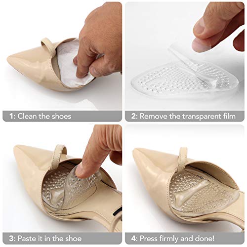Image of Clear Metatarsal Pads for Women & Men - Ball of Foot Cushions for Pain Relief - Comfortable, Nonslip, Reusable, Light and Great for High Heels