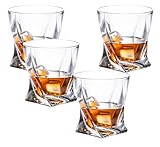 verres anciens baccarat lunettes wiskey Hylruu Lot de 4 verres à whisky en cristal soufflé à la main, sans plomb, parfaits pour scotch, bourbon, manhattans, cocktails à l\'ancienne, 300 ml