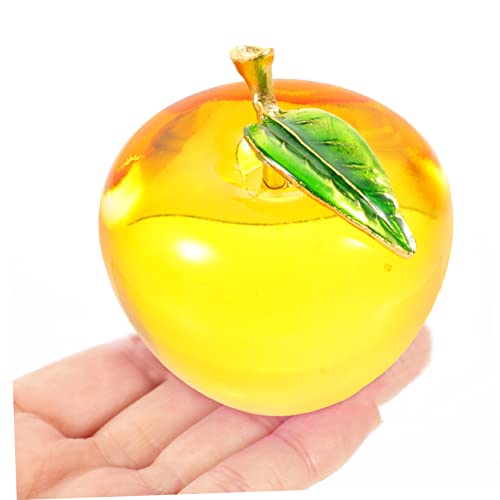 Homoyoyo Crystal Glass Clear Ornaments Fruit Paperweight Crystal Fruit Figurines Apples Sculpture Desktop Ornament Apples Sculpture Desktop Crystal Household Yellow Plant #TOP6