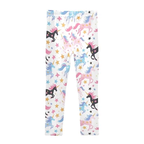 Girls Leggings Unicorn Colorful Star White Kids Length Leggings Pants Athletic Yoga Pants Toddler Tights Trousers 4T2