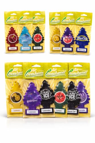 Désodorisant Voiture Sapin, 8 Parfums Différents, Parfum Longue Durée, Suspension Rétroviseur, Lot de 5 (voiture neuve, 5 unités)