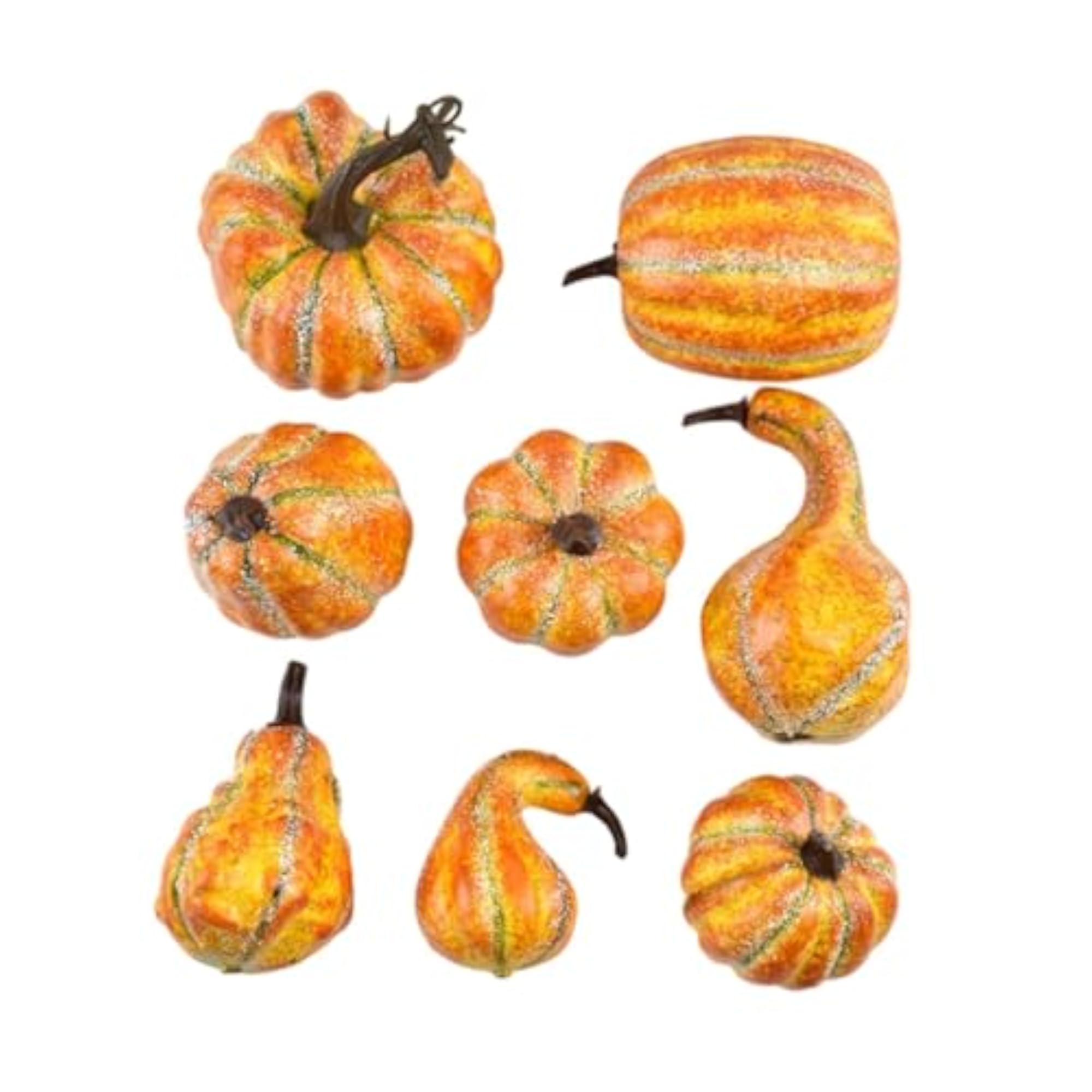 8Pcs Artificial Pumpkins Small Faux Pumpkins for Basket Fillers