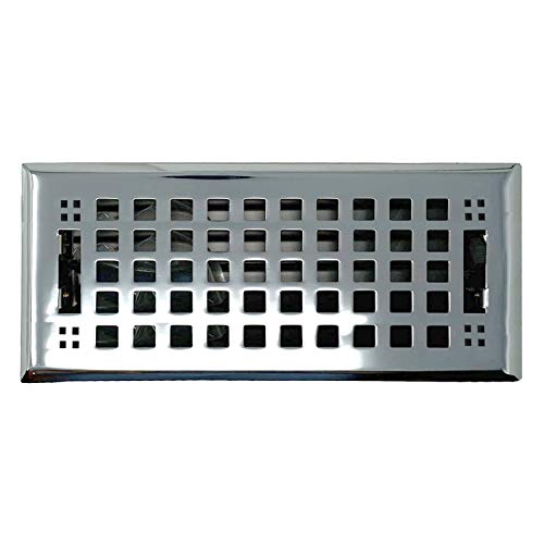 Madelyn Carter Contemporary Mission Style Vent Cover, Solid Cast Brass Interior, Controls Air Flow, 4 x 10 inches (Overall Face: 5.25 x 11.5 inches), Polished Chrome by Madelyn Carter - Used condition - US$17.81