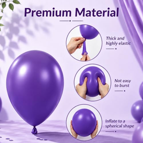 Image of 100Pcs Purple Balloons with Metallic Pastel Dark Purple Confetti Balloons | 12inch Purple Chrome Confetti Latex Balloons Kit for Women Birthday Wedding Baby Bridal Shower Halloween Party Decorations