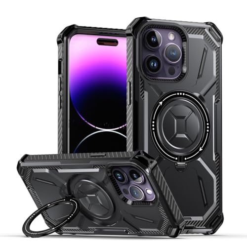 Coque rigide en silicone pour iPhone 16 Pro noir anneau magnétique induction