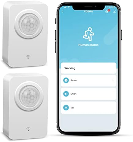 COEMA Smart Motion Sensor, Requires COEMA HUB, Zigbee Connection, for Alarm System and Smart Home Automation, Movement Detector for Home Shop Office, Compatible with Alexa (2pcs)