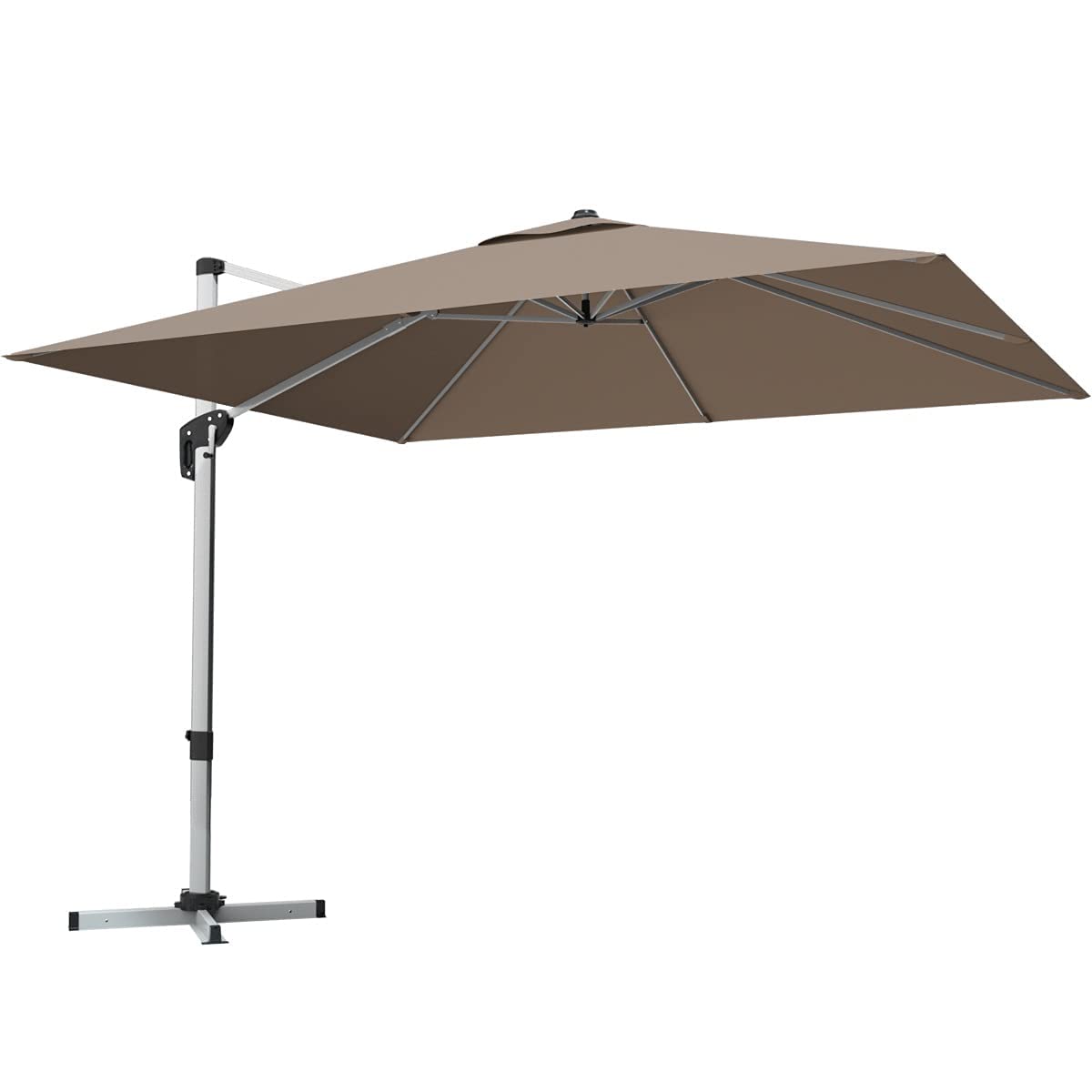 DORTALA 10 FT Patio Offset Cantilever Umbrella w/ Cross Base, Outdoor Square Hanging Market Umbrella, Outdoor Umbrella w/ Crank Lift and Step Pedal, 360 Degree Rotation, Polyester  image 1