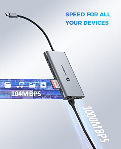 Usb C Hub, Utechsmart Triple Display Usb C Laptop Docking Station, 11 In 1 Usb C Dock With 2 Hdmi, Vga, Pd3.0, Sd Tf Card Slot, 4 Usb Ports Usb-C Adapter Compatible For Macbook And Windows(Ucn3270) #TOP5