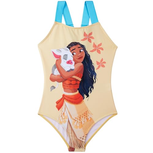El Mejor Listado de Trajes de una pieza para Niña disponible en línea para comprar. 49 Disney Frozen | Moana | Traje de baño Ariel para niñas, traje de baño de una pieza, correas ajustables, trajes de playa 3-8 años, Crema Moana, 3 Años/4 Años