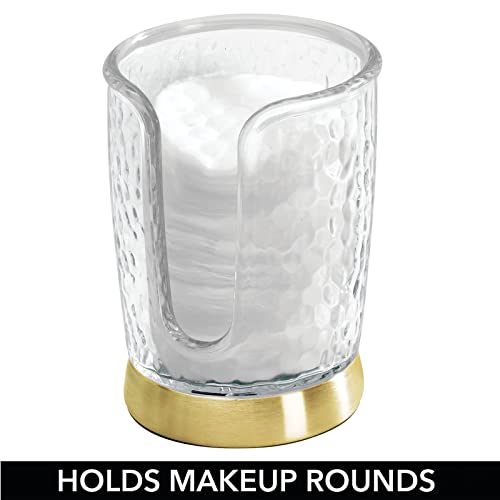 Mdesign Plastic/Steel Compact Small Disposable Paper Cup Dispenser Storage Holder For Rinsing Cups On Bathroom Vanity Countertops - Rain Collection - Clear/Soft Brass #TOP6