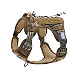 Arnés Táctico para Perros Medianos y Grandes, Antitirones, Reflectante, Uso Profesional, M, Camuflaje Desierto