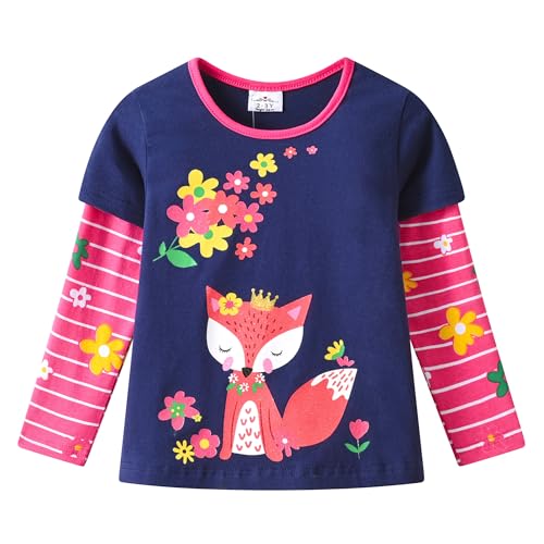 Image of VIKITA Girls Shirts Winter Long Sleeve Tops Print Tees for Girls,3-12 Years