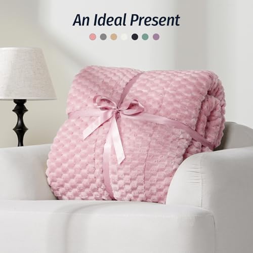 Image of Fleece Weighted Blanket for Adults 48 inch x 72 inch 12lbs Fuzzy Blankets Pink | Dual Sided Soft Sherpa Weighted Blankets, 3D Imitation Turtle Shell Warm Jacquard Flannel Heavy Blanket for Couch and Bed