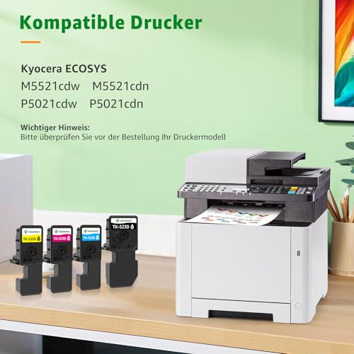 GREENSKY TK5230 Toner Kompatibel für Kyocera TK-5230 TK 5230 TK-5230K TK-5230C TK-5230M TK-5230Y für ECOSYS M5521cdw P5021cdw M5521cdn P5021cdn (Schwarz Cyan Gelb Magenta, 4er-Pack)