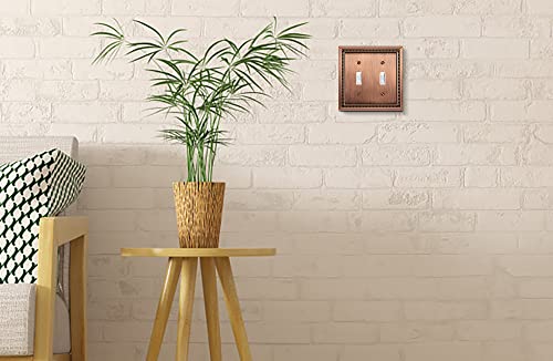 Image of Henne Bery Sunken Pearls Heavy Duty Decorative Wall Plate Switch Plate Outlet Cover (Double Toggle, Antique Copper)