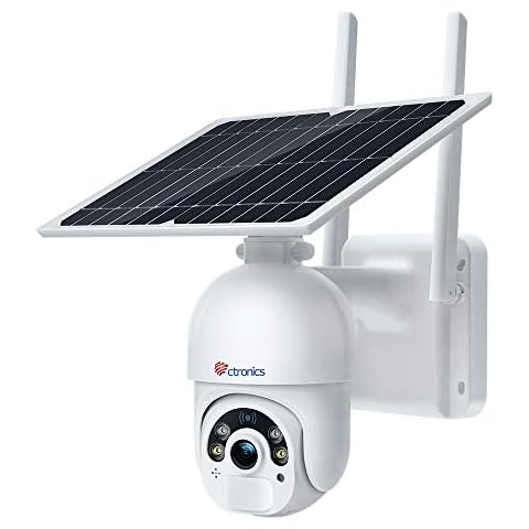 Ctronics 3G/4G Pan Tilt Solar Security Camera Outdoor Wireless with 14400mAh Rechargeable Battery 1080P PTZ CCTV Camera Surveillance IP Camera Home Security Color Night Vision PIR Radar Dual Detection Cover