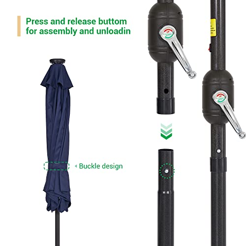 image for SANLUCE 7.5ft Solar Patio Umbrella, Steel umbrella outdoor patio with 