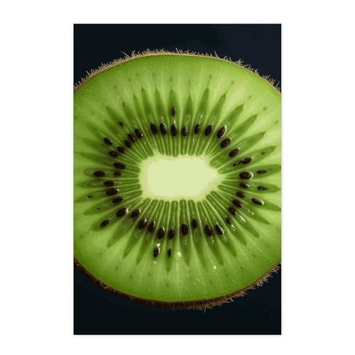 Poster à décoller et coller Kiwi Slice vintage pour habiller un mur TV terne