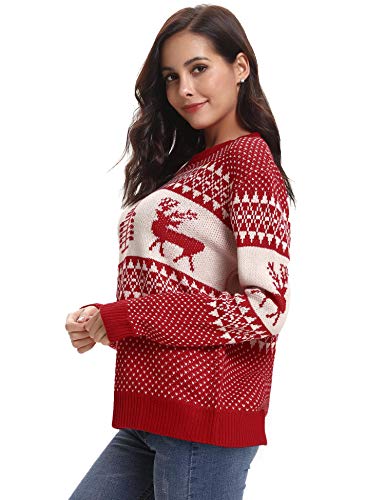 Abollria Christmas Sweater Women's Reindeer Knitted Sweater Pullover