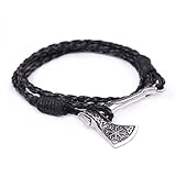 LIKGREAT Viking Perun's Axe Helm of Awe Talisman Wrap Anchor Leather Rope Bradied Bracelets (Style 3)
