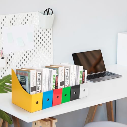 Porte Revue en Papier Kraft Multicolore pour Bureau Maison École (6 Pièces) Organiseur Dossier avec Étiquettes