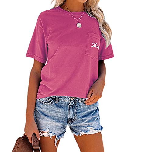 T-shirt d'été rose pour femme parfait pour les terrasses et vacances