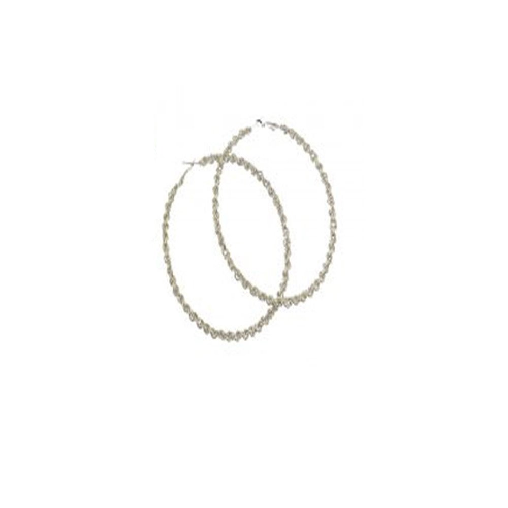 Mytoptrendz Women's Silver Tone Mytoptrendz® Large Twisted Rope Chain Style Fashion Hoop Earrings ( -80Mm)