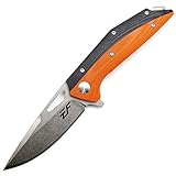 Eafengrow Tactical Folding Knives D2 Blade and G10 Handle,Outdoor Tactical Survival and Everyday Carry Folding Knife with Clip (EF42-orange)