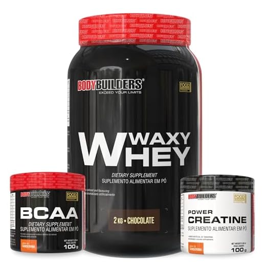 Kit Waxy Whey 2kg + BCAA 4,5 100g + Power Creatina 100g – Bodybuilders Sabor Chocolate