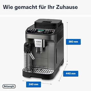 De’Longhi Magnifica Evo Next - Perfetto Kaffeevollautomat mit LatteCrema-Milchaufschäumer, 13 One-Touch-Getränke, Coffee- und Cappuccino Kaffeemaschine, farbiges Touch-Display, Titan (ECAM312.80.TB)