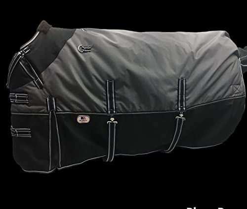 Majestic Ally 600D Ripstop Horse Turnout Blanket 250 Gsm Filling (Dark Gray Black, 74 - Inch) #TOP2